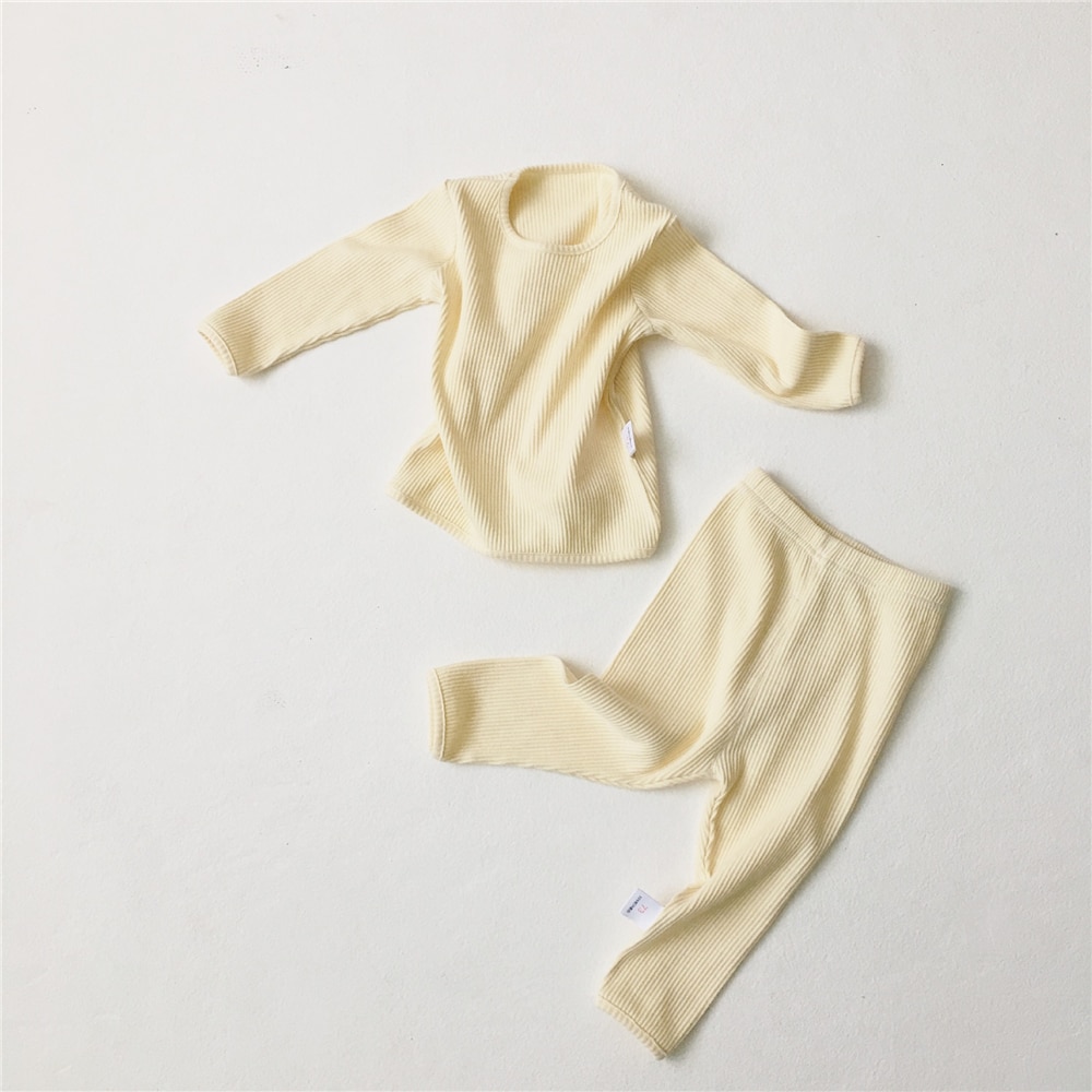 Toddler 2019 Hot Sale Children Clothes For Boys Girls Ribbed Set With Full Sleeve Kids Soft Autumn Winter Cloth Baby Pants 2 Pcs (6)