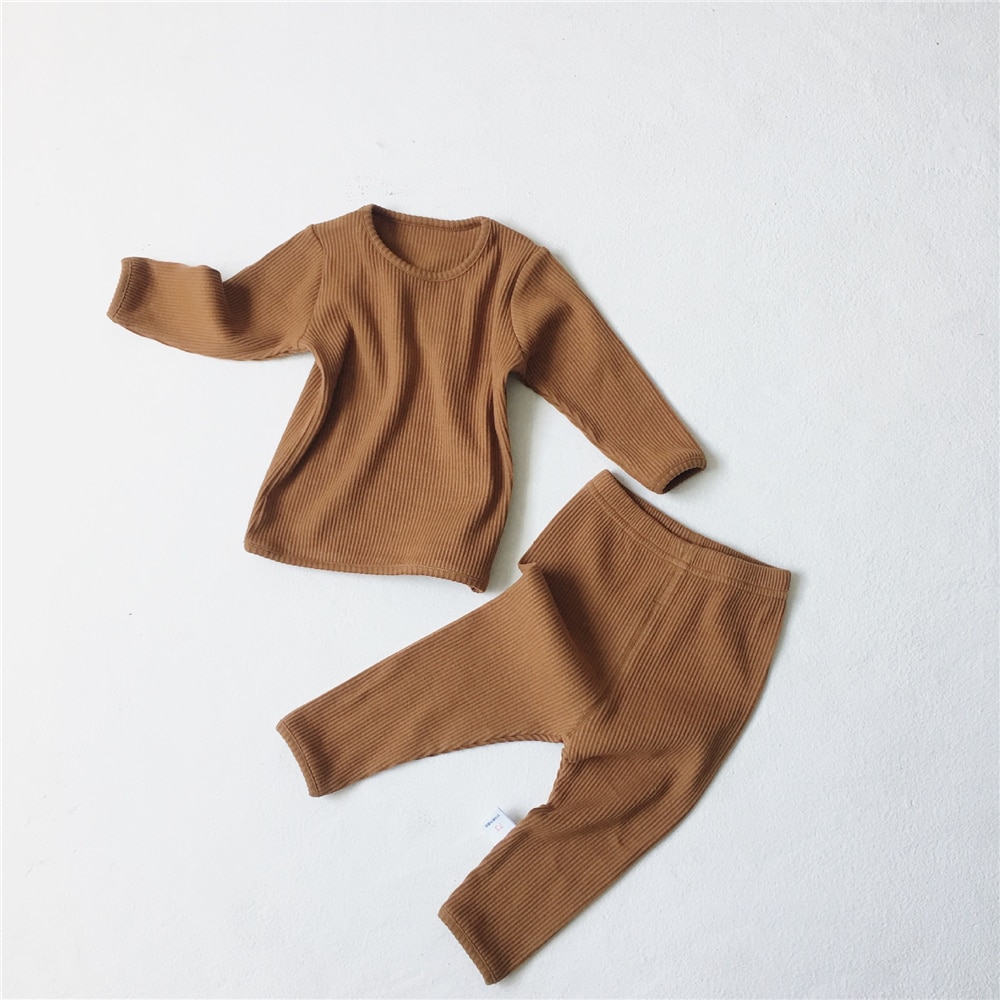 Toddler 2019 Hot Sale Children Clothes For Boys Girls Ribbed Set With Full Sleeve Kids Soft Autumn Winter Cloth Baby Pants 2 Pcs (5)