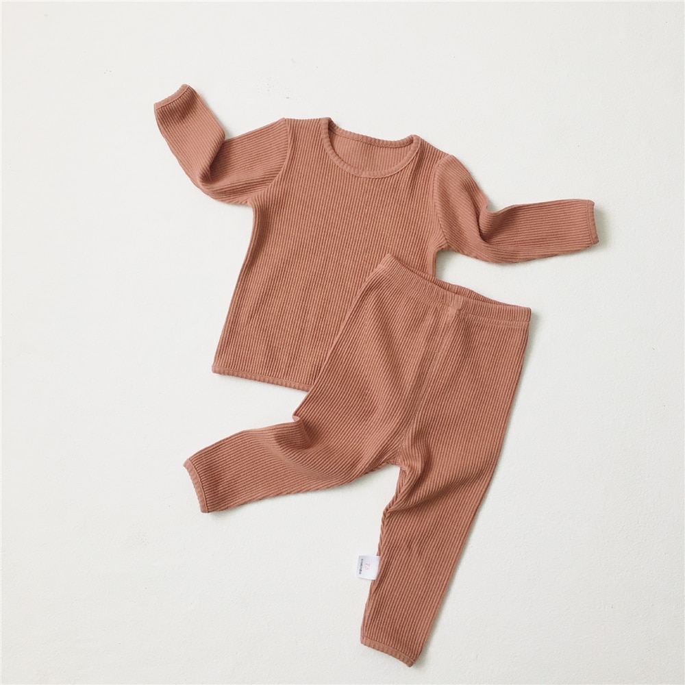 Toddler 2019 Hot Sale Children Clothes For Boys Girls Ribbed Set With Full Sleeve Kids Soft Autumn Winter Cloth Baby Pants 2 Pcs (7)